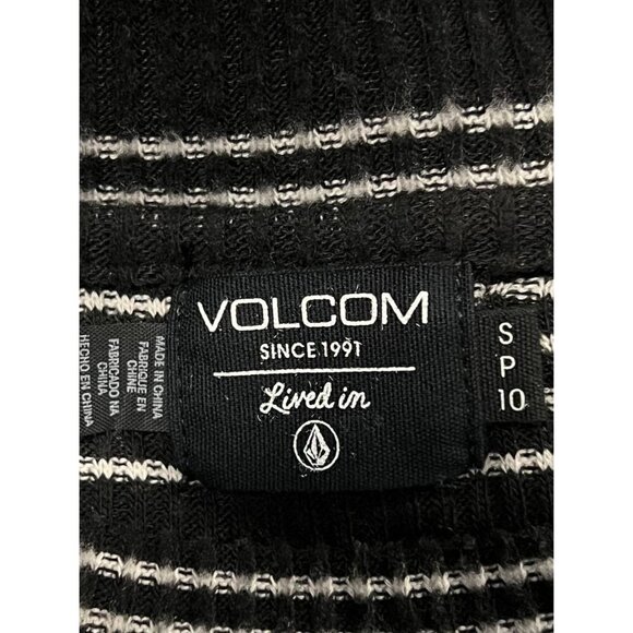 Volcom Stripe Dress Size Small S Long Sleeve Crew Neck Black White Stripe New - Picture 7 of 10